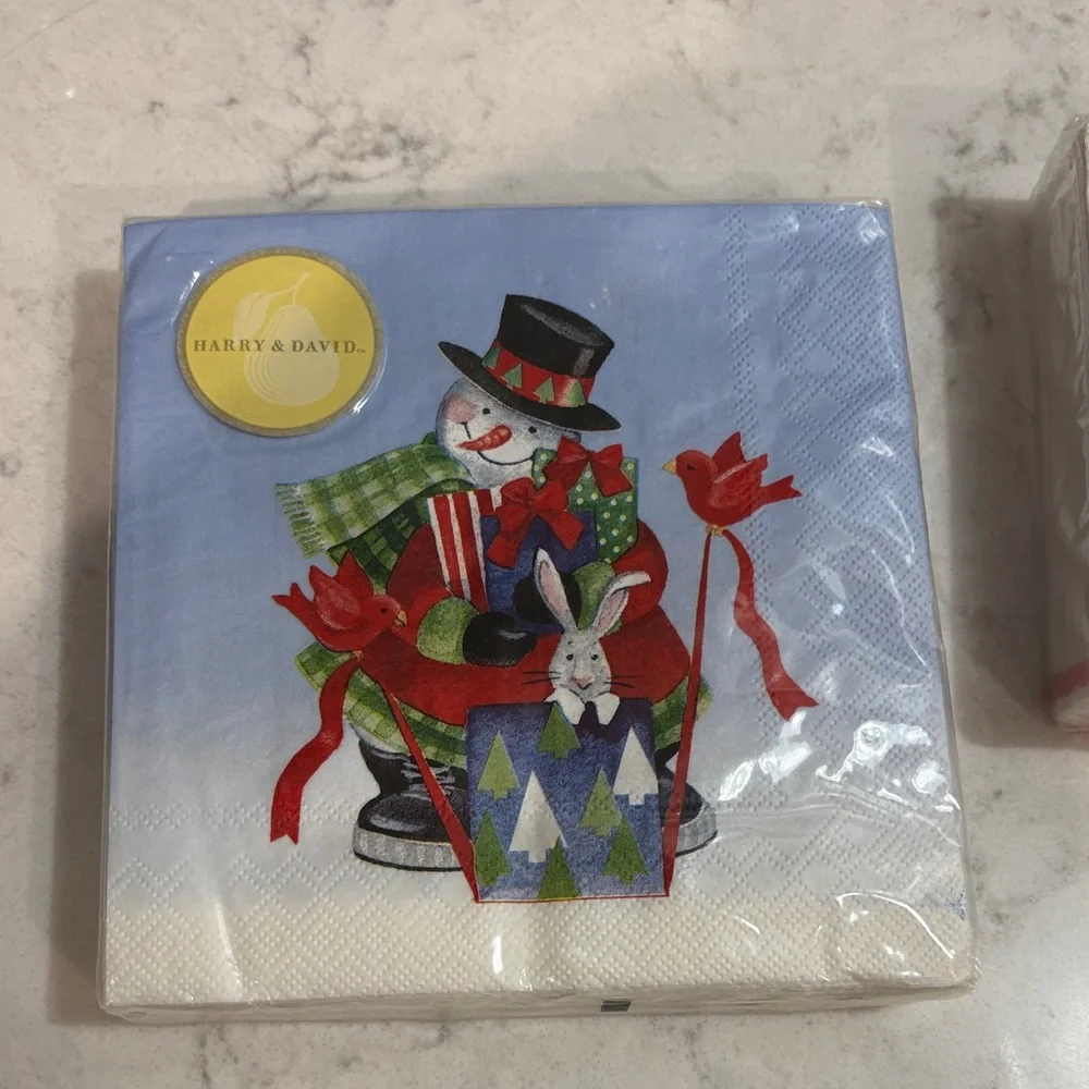 Blue Snowman & White 'Keep Calm and Jingle On' Holiday Napkin Set